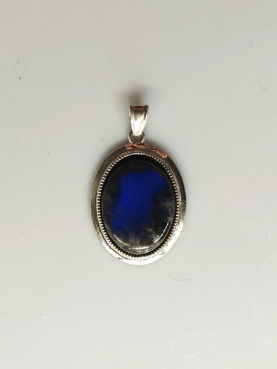 Vintage hopeinen labradoriitti riipus 