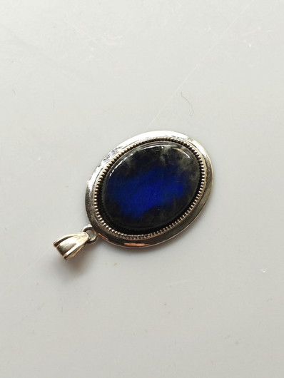 Vintage hopeinen labradoriitti riipus 