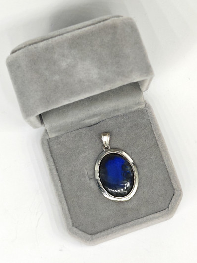 Vintage hopeinen labradoriitti riipus 