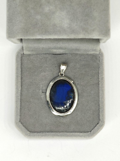 Vintage hopeinen labradoriitti riipus 