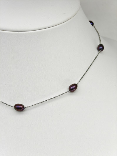 Vintage kolmen setti hopeinen luonnonhelmi rannekoru ja kaulakoru