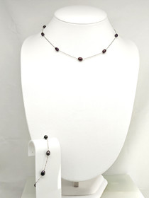 Vintage set of silver natural pearl bracelet and necklace