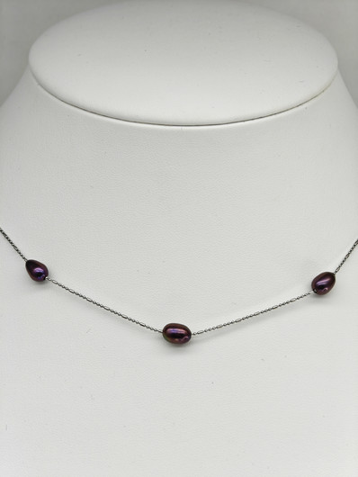 Vintage kolmen setti hopeinen luonnonhelmi rannekoru ja kaulakoru