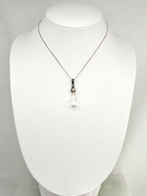 Vintage hopeinen kvartsi riipus ketjulla