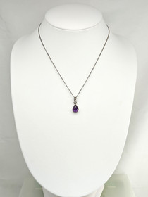 Vintage hopeinen ametisti riipus ketjulla