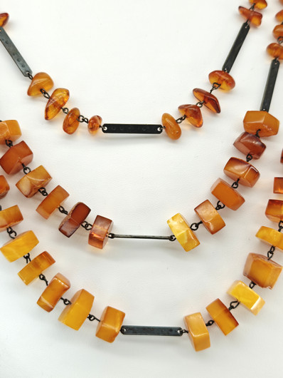 Vintage hopeinen Itä-meren meripihka rintakoru/kauluskoru