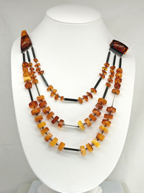 Vintage silver Baltic amber double brooch