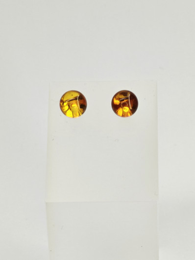 Vintage hopeiset Itämeren meripihka korvakorut