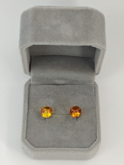 Vintage hopeiset Itämeren meripihka korvakorut