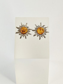Vintage silver Baltic amber earrings