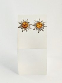 Vintage silver Baltic amber earrings