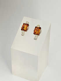 Vintage silver Baltic amber earrings