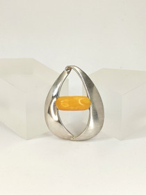 Vintage silver Baltic amber pendant