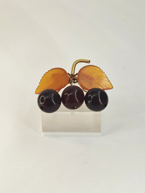 Vintage Baltic amber brooch ,like autumn leaves and berries