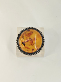 Vintage silver Baltic amber brooch