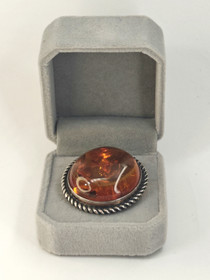 Vintage silver Baltic amber brooch