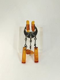 Vintage silver Baltic amber brooch