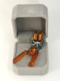 Vintage silver Baltic amber brooch