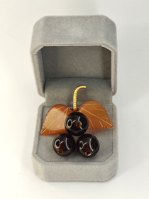 Vintage Baltic amber brooch ,like autumn leaves and berries