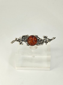 Vintage silver Baltic amber brooch