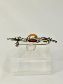 Vintage silver Baltic amber brooch