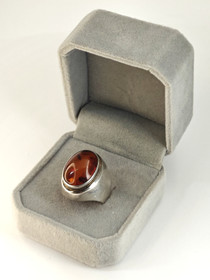 Vintage hopeinen Itä-meren meripihka sormus