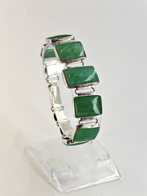 Vintage hopeinen rannekoru aventuriineilla