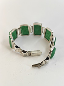 Vintage hopeinen rannekoru aventuriineilla