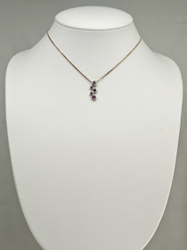 Vintage hopeinen akvamariini ja ametisti riipus ketjulla