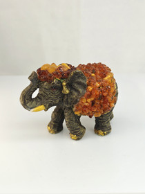 Vintage elephant statue with Baltic Amber