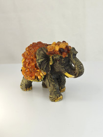 Vintage elephant statue with Baltic Amber