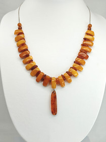 Vintage silver necklace with Baltic Amber stones