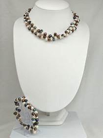 Vintage luonnonhelmi setti rannekoru ja kaulakoru