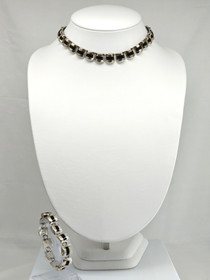 Vintage hopinen setti rannekoru ja kaulakoru korukivillä