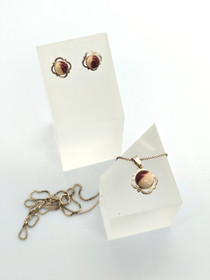 Vintage hopeinen setti riipus ketjulla ja korvakoruilla