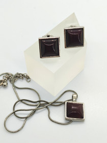 Vintage setti riipus ketjulla ja korvakoruilla