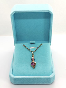 Vintage hopeinen riipus ametistilla ja ketjulla