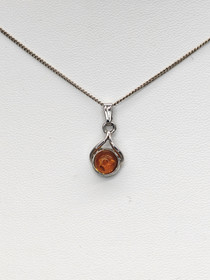 Vintage silver Baltic Amber pendant with chain