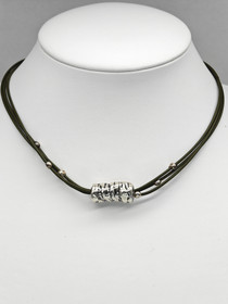 Leather necklace with silver pendant