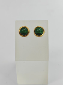 Vintage gold plated silver malachite earrings 