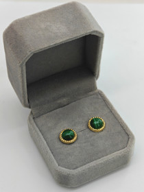 Vintage gold plated silver malachite earrings 