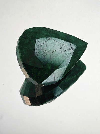Emerald 264 ct pear, color enhanced