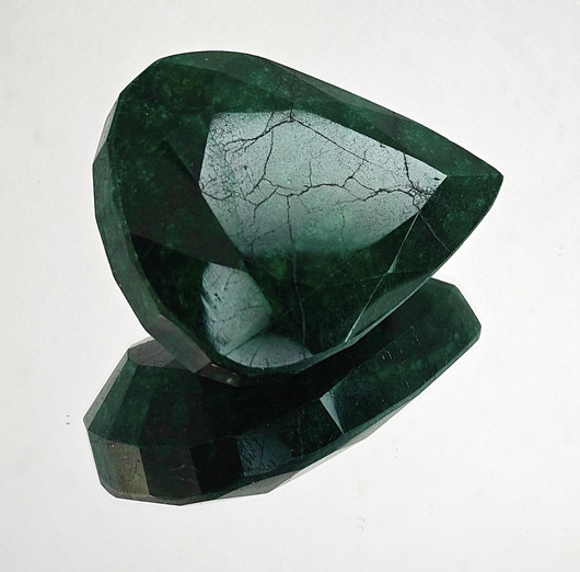 Emerald 264 ct pear, color enhanced