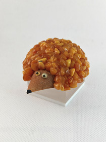 Vintage hedgehog statue with Baltic Amber