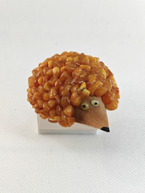Vintage hedgehog statue with Baltic Amber