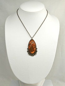 Vintage edelweiss Baltic Amber pendant with chain 