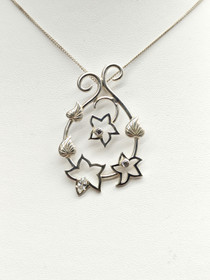Vintage silver pendant with stones and chain