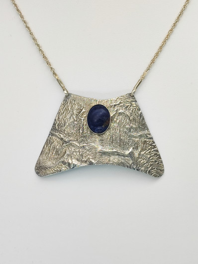 Vintage lapis lazuli silver necklace 