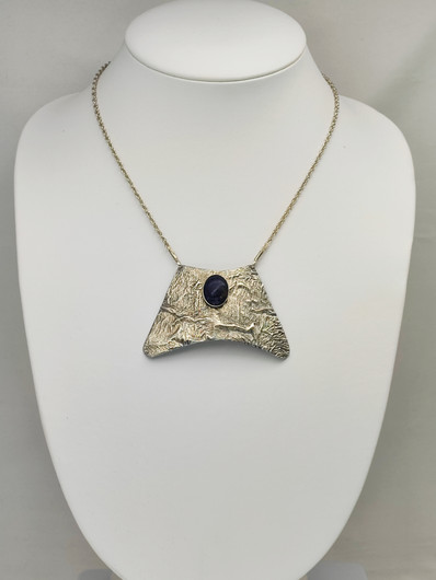 Vintage lapis lazuli silver necklace 