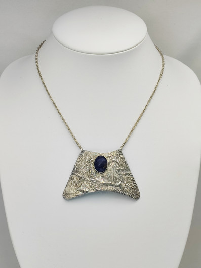 Vintage lapis lazuli silver necklace 